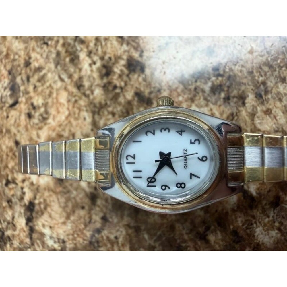 Accutime WS981W1 Women’s Oval Watch Two Tone Expansion Band Quartz